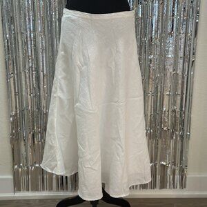 NWT CHICO'S 100% Cotton White a line midi skirt Women's Size 1 Original $89